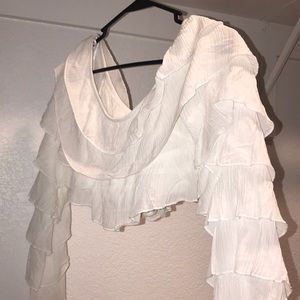 Princess Polly Tops - Princess Polly Cropped Ruffled Shirt Princess Polly Tops - Princess Polly Cropped Ruffled Shirt